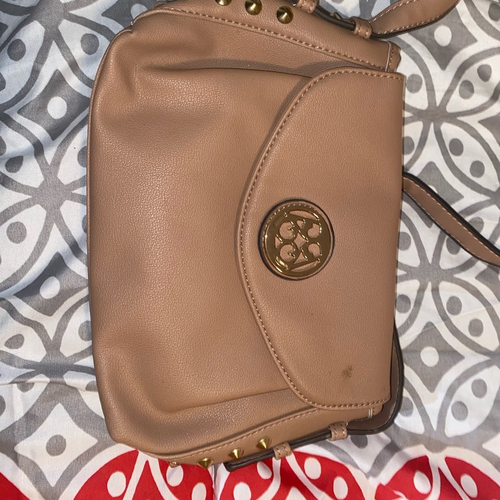 Tan studded purse